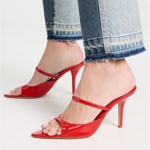 Giaborghini Aimeline heel sandal in parent red, Italian size 41 (US 9)
